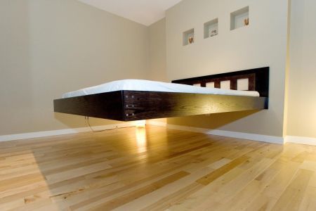 Cantilevered bed Unusual Beds, Beautiful Bed Designs, Creative Beds, Floating Bed Frame, Bed Frame Design, Floating Bed, Diy Bed Frame, Dekorasi Kamar Tidur, Bedroom Bed Design