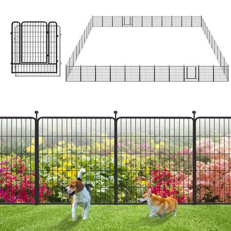 PRICES MAY VARY. 【Easy to Assemble】: This garden fencing is easy to assemble. Combine two panels and insert an iron rod through the hole. It can be set up into round, rectangle, "L" or other shapes according to your needs. 【Upgrade Design】: The upgraded ball pole head design is easy to install and safer; more layers of welded metal wire design, no dig fence for dogs, protecting your plants from small animals, and better growth. 【Size】: The panels are available in 32"H, 96ft L sizes, good for ind Diy Chicken Wire Fence Vegetable Garden, Dog Patio, No Dig Fence, Privacy Fencing, Privacy Fences, Wire Design, Landscape Edging, Fence Landscaping, Metal Fence