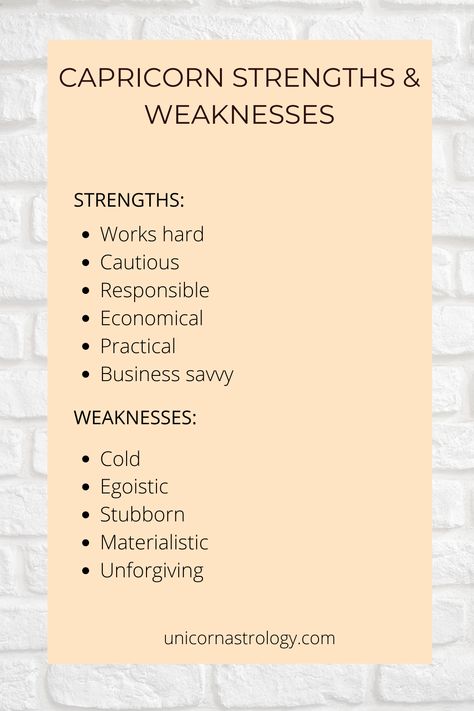 #Capricorn #Capricorn Strengths and Weaknesses #astrology #zodiac signs #Capricorn personality #Capricorn man #Capricorn woman #astrology for beginners #Capricorn in astrology Capricorn Personality Woman, Capricorn Female Traits, Capricorn Strengths And Weaknesses, Zodiac Signs Strengths And Weakness, Zodiac Signs Capricorn Personality, Capricorn Weakness, Capricorn Personality Men, Capricorn Traits Woman, Capricorn Facts Relationships