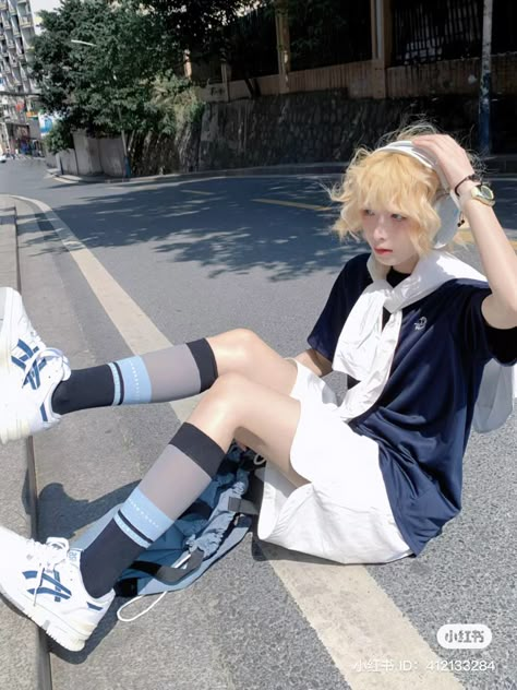 Kawaii Athletic Outfits, Cute Femboy Outfit, Feminine Boy Outfit, Femboy Outfits Aesthetic, Pastel Femboy Outfit, Fem Boy Outfits, Kawaii Outfit Ideas, Trans Boys, Estilo Harajuku