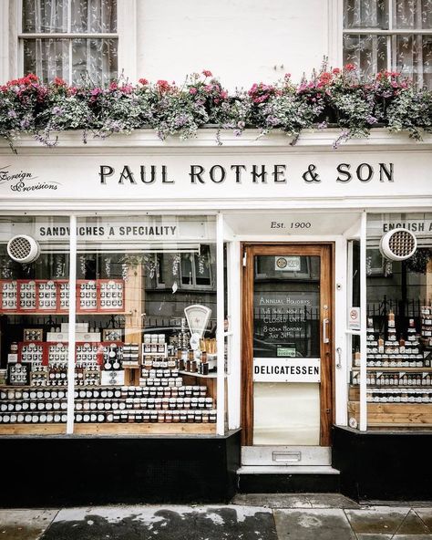 Love Great Britain on Instagram: “Based in Marylebone, London, Paul Rothe & Son delicatessen has been open since 1900! 😋  Offering a delicious variety of freshly-made…” Delicatessen Design, Were Closed, Marylebone London, Eco Candles, Store Front, Lovely Shop, London City, Commercial Interiors, Store Decor