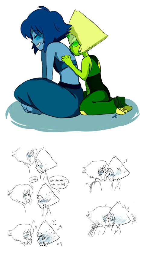 Lapis X Peridot Comic Kiss, Lapidot Fanart, Lapidot Comic, Baka To Test, Steven Universe Peridot, Steven Universe Lapidot, Steven Universe Ships, Lapis Lazuli Steven Universe, Steven Universe Lapis