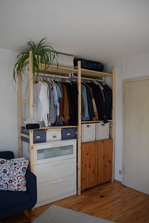 Ivar Clothes Storage, Ivar Ikea Wardrobe, Ivar Ikea Bedroom, Small Room Clothing Storage, Ikea Ivar Wardrobe, Ikea Ivar Closet, Ivar Closet, Ivar Bedroom, Ivar Wardrobe