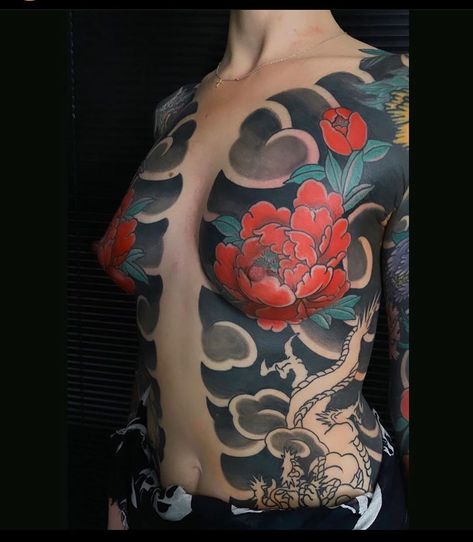 Tattoo Composition on Instagram: “Work by @alessioventimiglia  ————————————————— #tattoo_art_worldwide  #tattoo_composition  #yallzee” Irezumi Background, Irezumi Bodysuit, Tattoo Composition, Flower Dragon, Dragon Phoenix, Japanese Tattoo, Girl Tattoos, Skull Tattoo, Phoenix