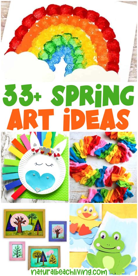 33+ BEST Spring Art Ideas for Kids - Natural Beach Living Spring Classroom Art Projects, Spring Easy Crafts For Preschoolers, April Art Crafts For Preschool, Easy Kids Spring Crafts, Preschool Art Activities Spring, Spring Activities For Kindergarten Art, Spring Art Work For Preschool, Prek Spring Art, Crafts For Preschoolers Spring