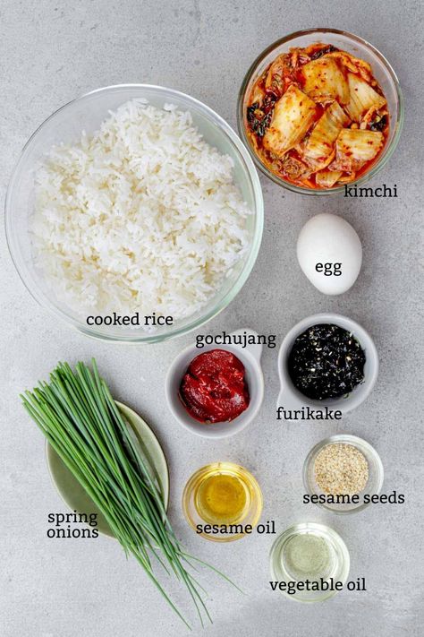 Rice Kimchi Bowl, Vegan Kimchi Fried Rice, Kimchi Rice Recipe, Kimchi Rice Bowl, Rice Bowls Vegetarian, Asian Rice Bowls, Kimchee Fried Rice, Kimchi Food, Kimchi Fried Rice Recipe