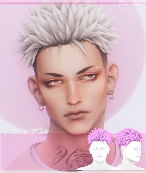 Sims 4 Cc Anime Skin Overlay, Sims Anime Hair, Sims 4 Anime Hair Cc, Sims 4 Skin Overlays Male, Sims 4 Cc Overlay, Cc Male Hair, Sims 4 Male Skin Overlay, Sims Finds, Sims 2 Cc