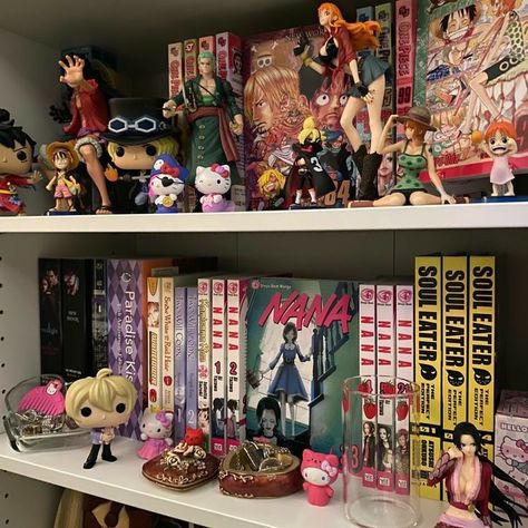 Book And Bed, Manga Shelf, December 2nd, Otaku Room, Anime Room, Room Deco, Room Goals, Cute Room Ideas, Anime Figurines