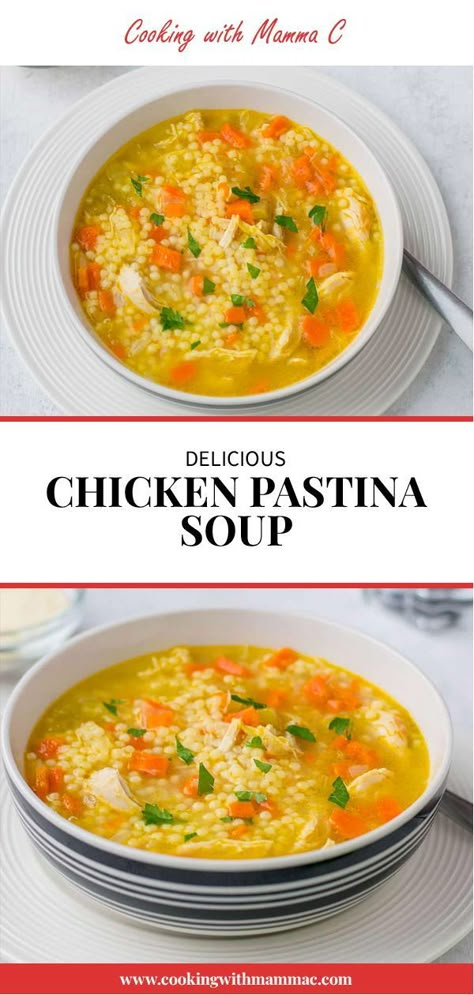 Chicken Pastina Soup, Chicken Pastina Soup Recipe, Chicken Pastina, Chicken Pasta Soup, Pastina Recipes, Italian Chicken Soup, Pasta Soup Recipes, Pastina Soup, Italian Soup Recipes