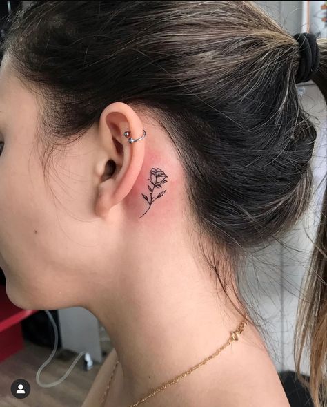 Rose Tattoo Behind Ear, Simple Rose Tattoo, Tattoo Behind Ear, Behind Ear Tattoos, Rose Flower Tattoos, Small Rose Tattoo, Ear Tattoos, Small Tattoos With Meaning, Getting A Tattoo