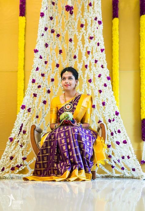 Memory Lanes Productions (SumanChakri Photography), Photographers in Bangalore,Hyderabad. Rated 5/5. Wedding Mandapam, Haldi Rasam, Mandapam Decoration, Saree Colors, Maggam Blouse, Indian Bridal Sarees, Saree Floral, Mandap Decor, Mehndi Decor