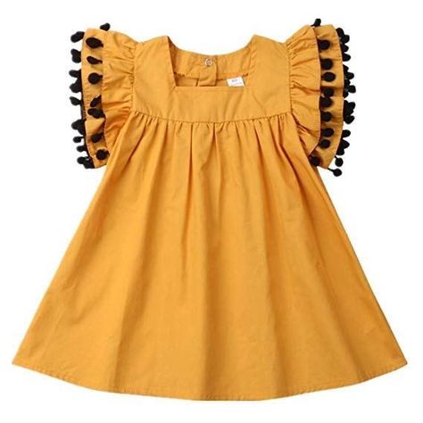 Kids Frock Collection 2024 Baby Girl Frock Designs Cotton, Baby Girl Frock Designs, Kids Frocks Design Cotton, Kids Girls Dress, Mantel Outfit, Trapeze Silhouette, Pom Pom Dress, Newborn Clothing