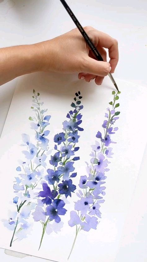 artbybianca on Instagram: Type YES if you want to learn to paint this! 😍💜💙 Teaching this class Monday live on Zoom at 7pm EST time. Will explain everything in… Push Up Leggings, Learn Watercolor Painting, Watercolor Flowers Tutorial, Diy Watercolor Painting, Watercolour Inspiration, Loose Watercolor, Watercolor Ideas, Watercolor Flower Art, Watercolor Painting Techniques