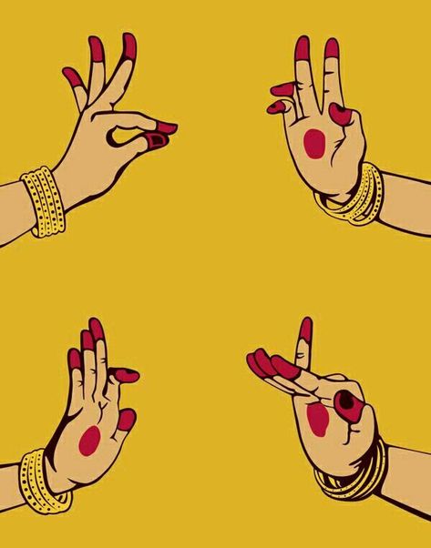 Bharatnatyam Mudras Drawing, Mudras Illustration, Bharatnatyam Illustration, Bharatanatyam Drawing, Kathak Mudra, Dance Mudras, Desi Illustration, Dance Room, Indian Illustration