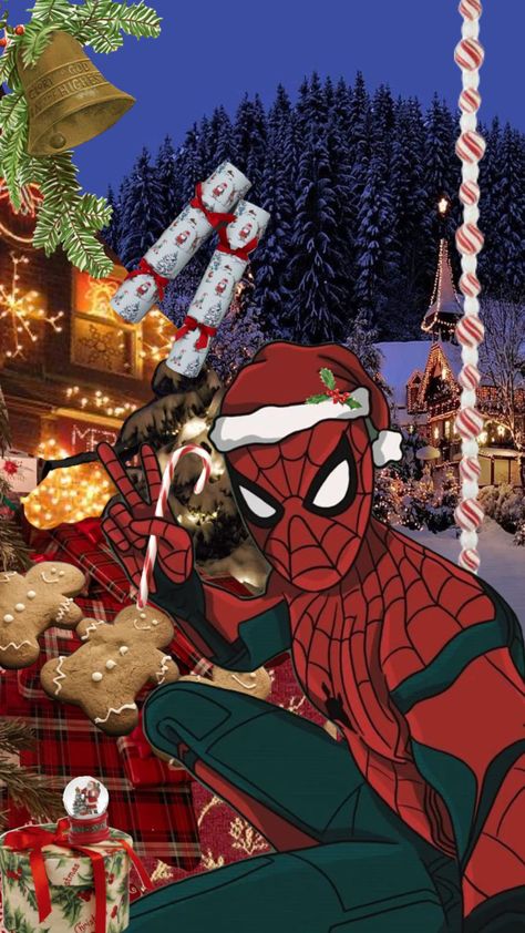 Spiderman Wallpaper Christmas, Christmas Wallpaper Spiderman, Spiderman Christmas Wallpaper, Amazing Spiderman Art, Spiderman Winter, Spiderman Home, Spiderman Christmas, Spider Man Halloween, Superhero Christmas