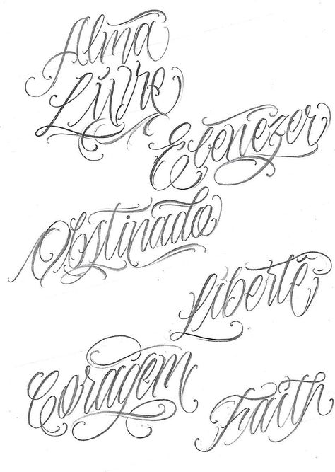 Flash Tattoo Lettering, Lettering Chicano, Loyalty Tattoo, Horrible Tattoos, Master Tattoo, Graffiti Lettering Alphabet, Word Drawings, Free Handwritten Fonts, Chicano Lettering