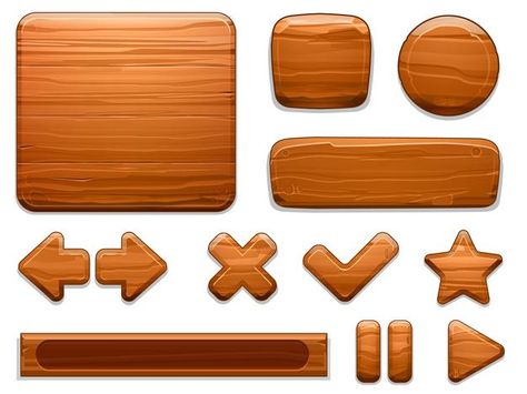 Game Buttons, Cartoon Banner, Frame Cartoon, Ui Buttons, Game 2d, Button Game, Wood Games, Abstract Wallpaper Design, Wooden Games