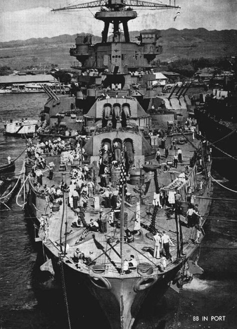 sailnavy: “ USS Pennsylvania, 1944. Being in dry dock at the time, she survived Pearl Harbor relatively unscathed, and was not as extensively modernised thereafter as more badly damaged ships. On 12 August 1945 (3 days before the end of WW2) she was... Uss Pennsylvania, Navy Battleship, Us Battleships, Battle Ships, Go Navy, Us Navy Ships, Naval Force, Naval History, Harbin