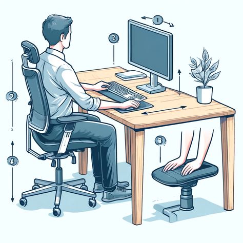 Ergonomic practices for long sitting hours Productivity At Work, Work Space, Computer, Collage, Health, Pins