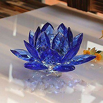 Amazon.com: Amlong Crystal 3 Inch Sapphire Blue Crystal Lotus Flower Feng Shui Home Decor with Gift Box: Home & Kitchen Navy Home Decor, Crystal Lotus, Feng Shui Home, Swarovski Crystal Figurines, Sette Nani, Magical Jewelry, Crystal Magic, Crystal Figurines, Glass Figurines