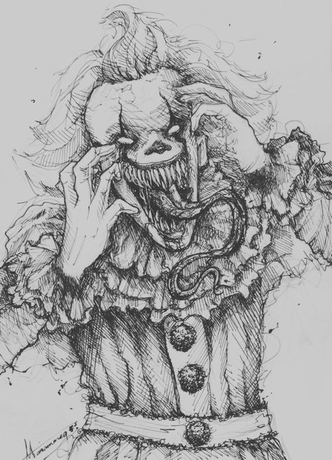 Creepy Clown Drawing, Scary Sketches, Disturbing Drawings, Creepy Sketches, Scary Drawings, Horror Drawing, Clown Horror, Creepy Drawings, Dark Art Drawings