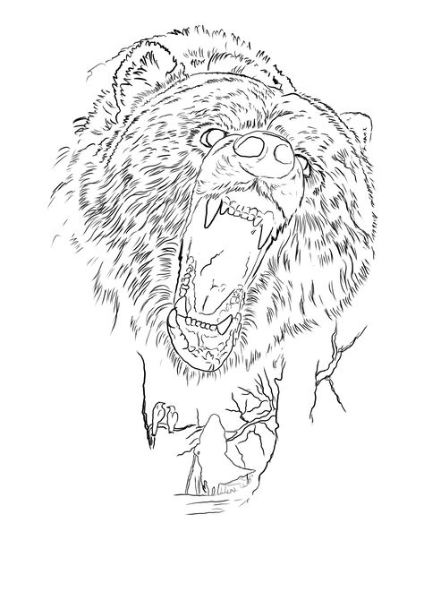 Bear Tattoo Stencils Outline Design, Bear Tattoo Stencil, Bear Tattoo Outline, Linework Bear Tattoo, Grizzly Bear Tattoo Stencil, Bear Tattoo Mandala, Bear Tattoos For Men, Tattoo Outline Drawing Stencil, Tattoo Outline Drawing Stencil Ideas