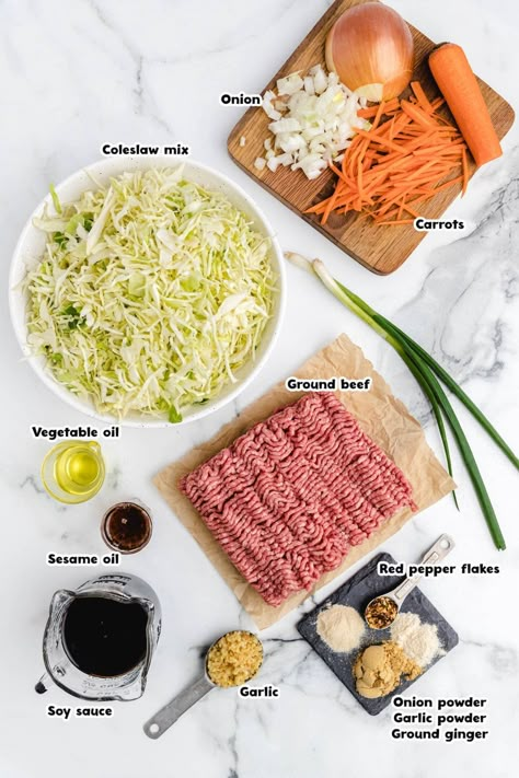 egg roll in a bowl ingredients Bowl Ingredients, Eggroll In A Bowl, Egg Roll In A Bowl, Chinese Cooking Recipes, Egg Roll Recipes, Asian Inspired Recipes, Coleslaw Mix, Egg Roll, Asian Flavors