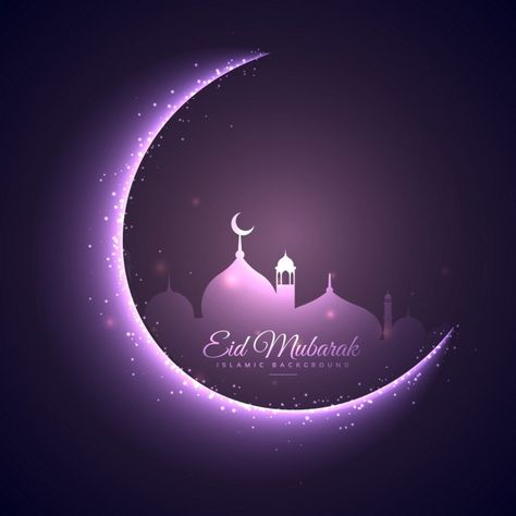 Eid mubarak festival background in purple color Free Vector Eid Mubarak, Moon, Festival