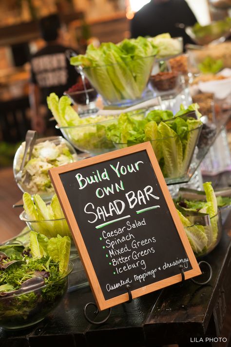 Epic salad bar Salad Station Ideas, Salad Bar For Wedding, Salad Bar Design, Salad Station, Chic Food, Fancy Salads, Bitter Greens, Lily Wedding, Staff Appreciation