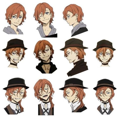 Chuuya Without Hat, Chuuya Hairstyle, Chuuya Reference, Chuuya Side Profile, Chuuya Haircut, Chuuya Hair, Chuuya 15, Bsd Chuuya, Bungou Stray Dogs Chuya