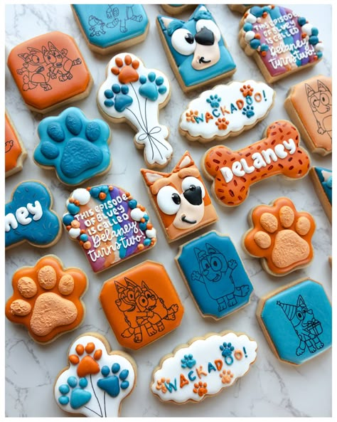 wackadoo! my first ever bluey order was a smashing success 🐾 . . . #oregoncookiecottage #oregonsugarcookies #customsugarcookies #cookiesofinstagram Bluey Decorated Sugar Cookies, Bluey Cookies Decorated, Bluey Cookies, Cookie Cottage, Fancy Cookies, Cut Out Cookies, Cookie Designs, Sugar Cookies Decorated, Artist On Instagram