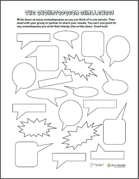 Onomatopeia Preview Onomatopoeia Activities, Fun Phonics Activities, Poetry Unit, 6th Grade Reading, Literary Elements, 4th Grade Reading, Teaching Language Arts, 3rd Grade Reading, Middle School English