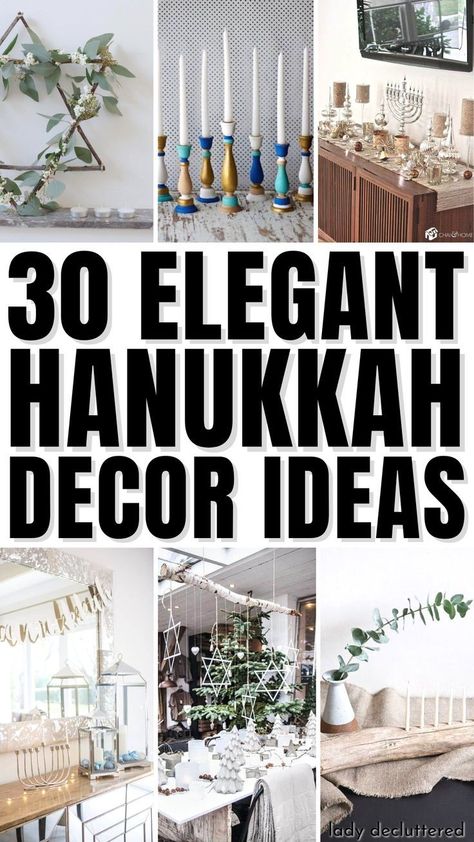 30 Elegant Hanukkah Decor Concepts Check more at https://howcandothis.com/homedecoration/30-elegant-hanukkah-decor-concepts-2/ Hanukkah Decorations Home, Farmhouse Hanukkah Decor, Decorating For Hannukah, Elegant Hannukah Decor, Hanukkah Mantel Decorations, Hanukkah Front Porch Decor, Chanukah Mantle Decor, Decorate For Hanukkah, Diy Chanukah Decorations