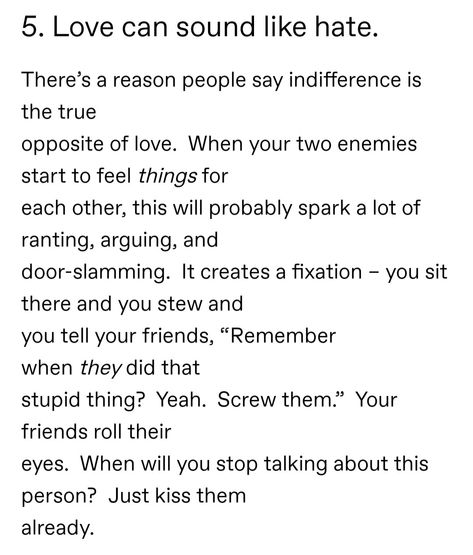 Writing Enemies to Lovers 5/10 Writing Inspiration Enemies To Lovers, Enemies To Lovers Tension Prompts, Writing Rivals To Lovers, How To Write A Good Enemies To Lovers, Enemies To Lovers Title Ideas, Enemies To Lovers Prompts Spicy, Writing Prompts Enemies To Lovers, Enemies To Lovers Dialogue, How To Write Enemies To Lovers