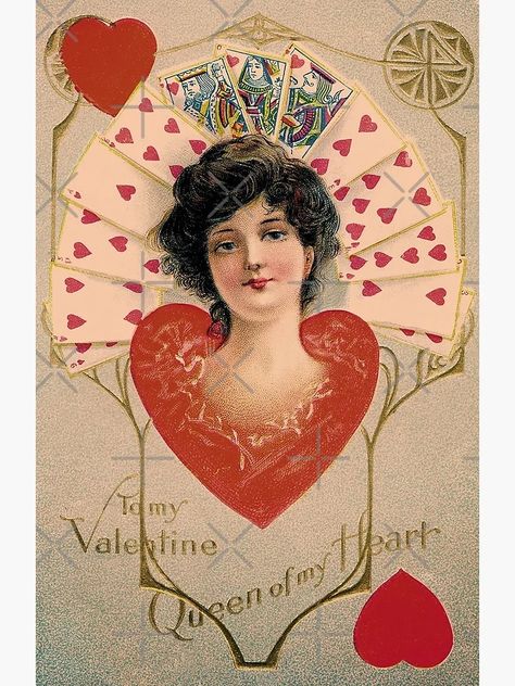 "Queen of My Heart / Vintage Valentine's Day Card Artwork / Victorian Litho" Greeting Card for Sale by FuzzyHoney | Redbubble Valentines Flash, Victorian Cards, Queen Of My Heart, Vintage Valentines Day, Card Artwork, Victorian Valentines, Heart Vintage, Vintage Valentine Cards, Valentine Greeting Cards