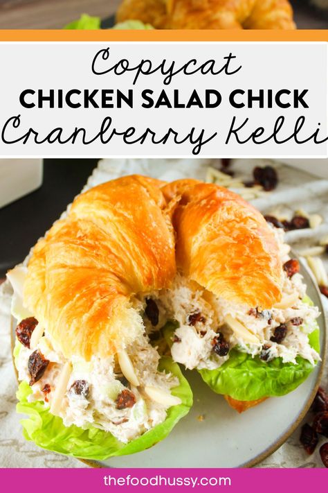 Chicken Salad Chick Recipe Copycat, Chicken Salad Recipe With Almonds, Chicken Salad Chick Recipe, Cranberry Almond Chicken Salad, Croissants Breakfast, Chicken Salad Chick, Chicken Salad Croissant, Cranberry Chicken Salad, Rotisserie Chicken Salad