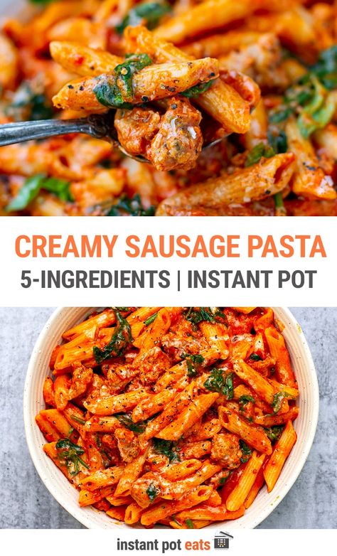 Instant Pot Sausage Rigatoni, Ground Italian Sausage Recipes, Creamy Sausage Pasta, Ground Sausage Recipes, Sausage Penne, Instant Pot Dinner, Sausage Pasta Recipes, Instant Pot Pasta Recipe, Italian Sausage Pasta