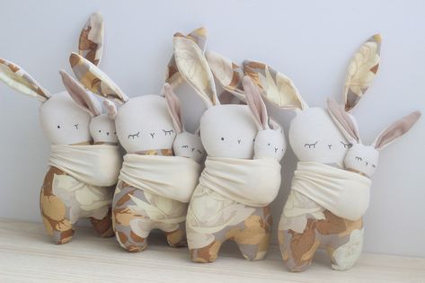 Rabbit Sewing, Rabbit Handmade, Fabric Rabbit, Snuggle Bunny, Handmade Rabbit, Stuffed Rabbit, Mini Bunny, Baby Diy Projects, Handmade Bunny