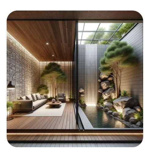 Japanese Home Design Exterior, Zen House Exterior, Zen Living Room Ideas, Modern Zen House, Modern Zen Garden, Wedding Ideas Backyard, Backyard Wedding Ideas, Spring Garden Decor, Backyard Flowers Garden