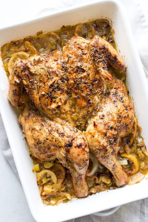 Lemon Roasted Chicken, Roasted Garlic Chicken, Herb Roasted Chicken, Herb Sauce, Grilled Eggplant, Herb Chicken, Fall Foods, Healthy Grains, Lemon Herb