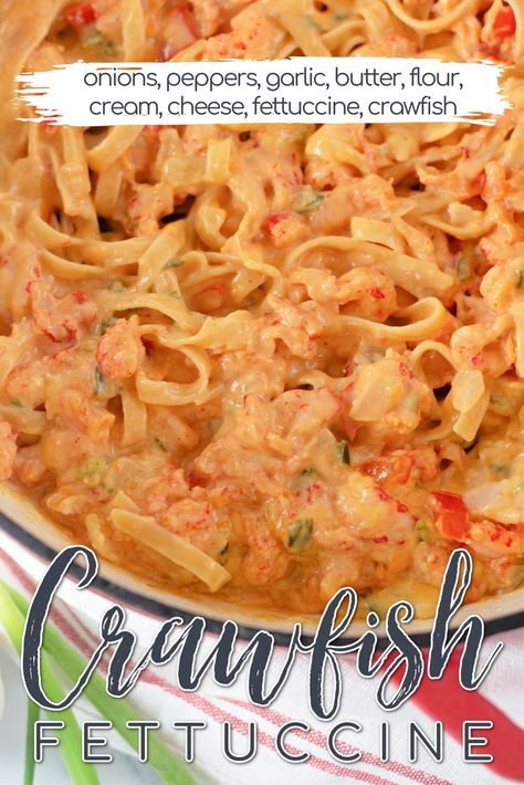 Crawfish Fettucine Recipe, Crawfish Fettuccine, Crawfish Dishes, Crawfish Pasta, Pasta Fettuccine, Fettuccine Recipes, Crawfish Recipes, Cajun Pasta, Cajun Creole Recipes