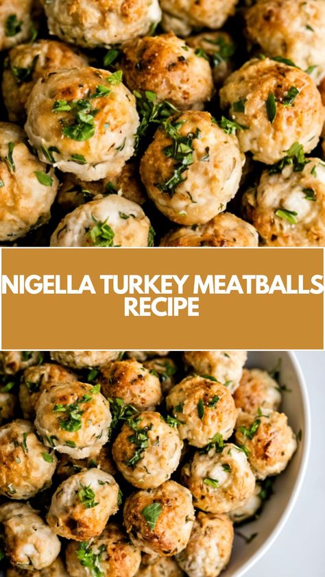 This delicious turkey meatball recipe by Nigella is a quick and nutritious meal, perfect for busy days! These juicy meatballs, packed with herbs and garlic, are flexible enough for baking or frying and can be made with pantry staples like breadcrumbs or oats. Turkey Meatball Recipes, Easy Delicious Chicken Recipes, Turkey Meatballs Recipe, Turkey Meatballs Healthy, Juicy Meatballs, Nigella Lawson Recipes, Fried Meatballs, Turkey Meatball, Turkey Meatball Recipe