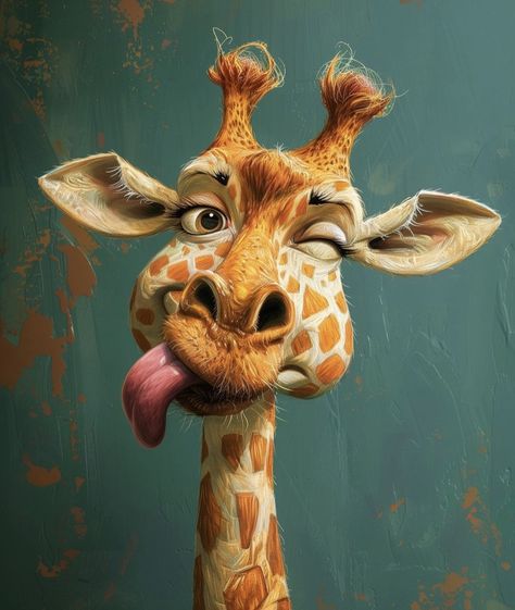 Giraffe Character, Cat Silly, Pfp Cat, Giraffe Pictures, Giraffe Decor, Funny Characters, Animal Caricature, Funny Giraffe, Giraffe Art