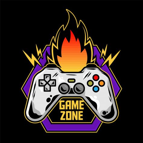 Game design icon logo of gamepad for pla... | Premium Vector #Freepik #vector #fire #retro #shop #room Game Icon Design, Game Zone, Vector Game, Arcade Video Games, Game Logo Design, Gaming Banner, Gaming Logo, Mario Art, Retro Videos