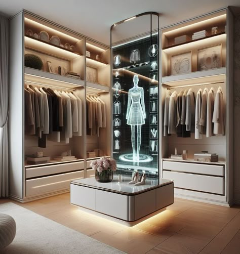 Big Closet Luxury, Walk In Wardrobe Luxury, Modern Luxury Walk In Closet, Luxury Closet Mansions, Futuristic Closet, Walk In Closet Luxury, Luxurious Walk In Closet, Grand Dressing, House Closet