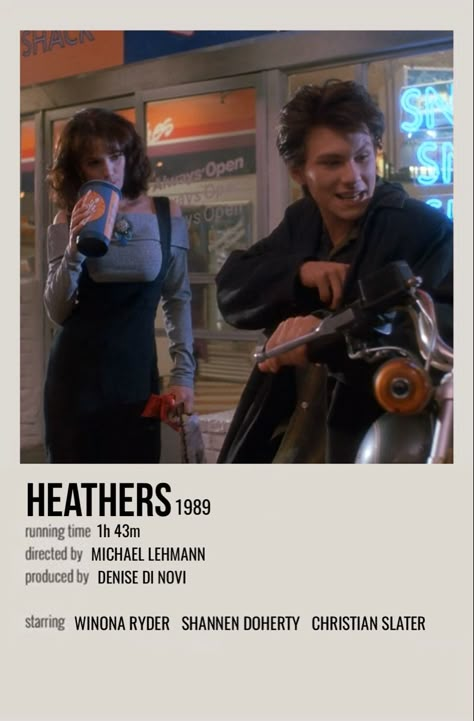 Christian Slater Heathers, Heathers 1988, Heathers Wallpaper, Jd And Veronica, 2000s Tv Shows, Heathers Movie, Iconic Films, Movie Board, Popular Girls