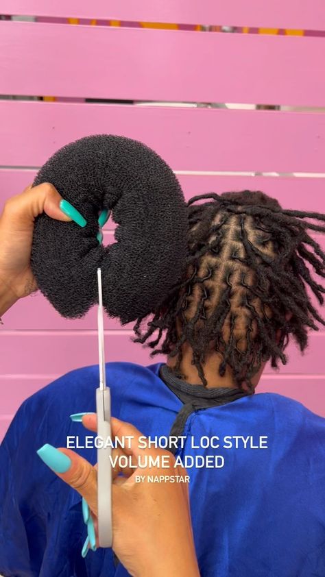 Annette Roche | Your Locs are never too short for a style ✨ book your appointment www.NappStar.com #locs #locstylesforwomen | Instagram Short Sisterlocks Mohawk, Short Loc Styles For Women With Shaved Sides, Loc French Roll Updo, Loc Updo Styles Short Women, Neck Length Locs Styles Black Women, Long Loc Updos For Women, Wedding Locs Hairstyles Short, Loc Petal Mohawk, Super Short Locs Hairstyles