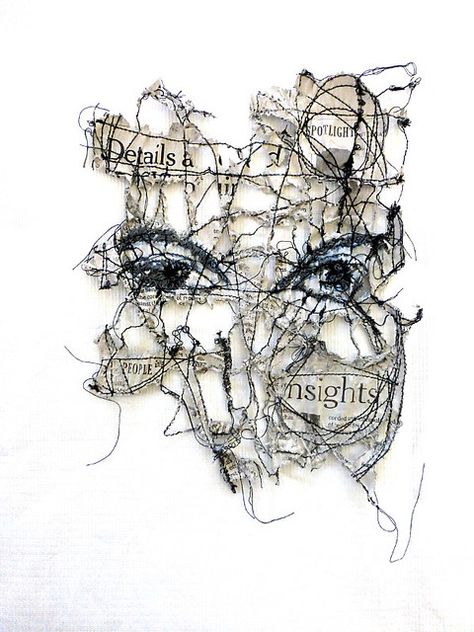 Thread Drawing, Louise Jones, Wild Thyme, A Level Textiles, Embroidered Portrait, Contemporary Textiles, Textile Fiber Art, Thread Art, Postcard Printing