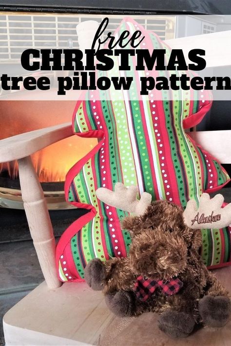 Diy Tree Pillow, Stuffed Christmas Tree Patterns Free Printable, Diy Christmas Tree Pillow, Christmas Tree Pillow Diy Free Pattern, Christmas Tree Pillows Diy, Christmas Pillows Diy Sewing Projects, Christmas Tree Pillow Pattern, Tree Pillow Pattern, Christmas Pillows To Make