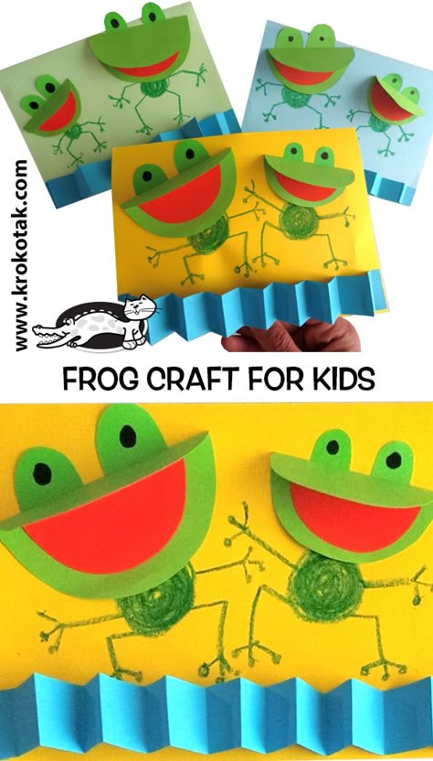 Crab Craft, Scissors Skills, Frog Craft, Paper Circle, Frog Crafts, Scissor Skills, Spring Crafts For Kids, Summer Crafts For Kids, Kindergarten Crafts